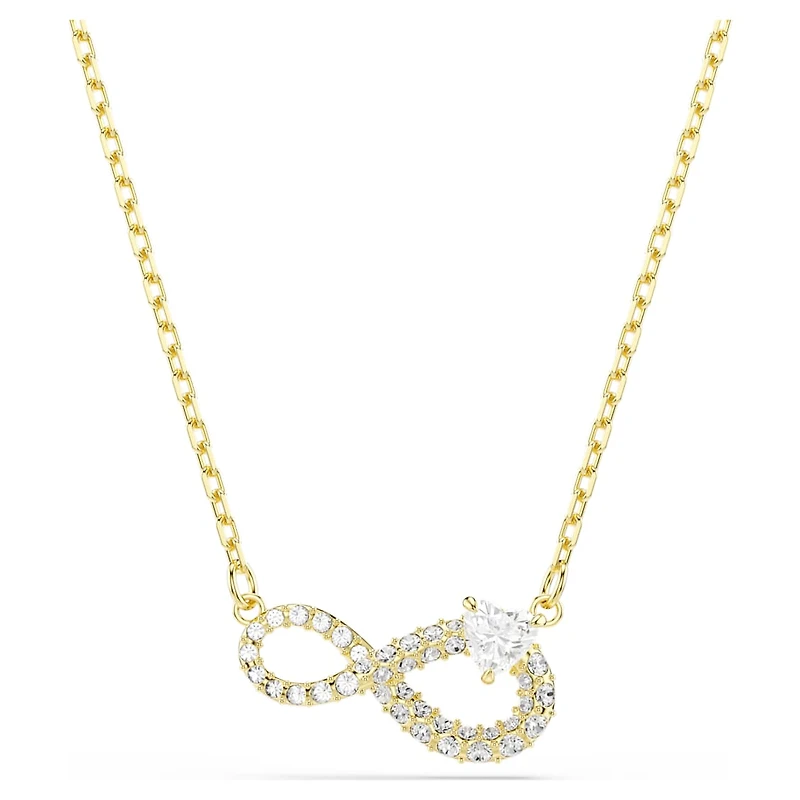 Hyperbola necklace, Heart cut, Pavé, Infinity, White, Gold-tone plated by SWAROVSKI