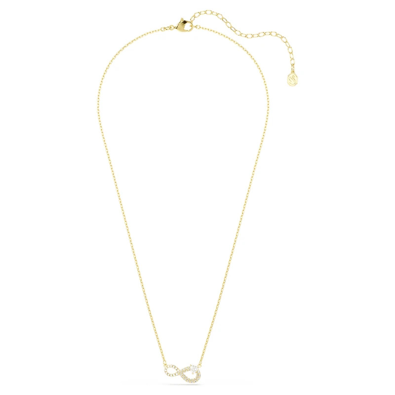 Hyperbola necklace, Heart cut, Pavé, Infinity, White, Gold-tone plated by SWAROVSKI
