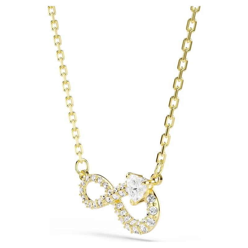Hyperbola necklace, Heart cut, Pavé, Infinity, White, Gold-tone plated by SWAROVSKI