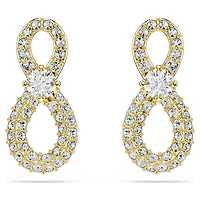 Hyperbola stud earrings, Round cut, Pavé, Infinity, White, Gold-tone plated by SWAROVSKI