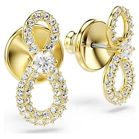 Hyperbola stud earrings, Round cut, Pavé, Infinity, White, Gold-tone plated by SWAROVSKI