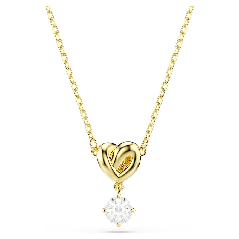 Lifelong pendant, Round cut, Heart, White, Gold-tone plated by SWAROVSKI