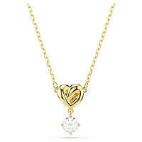 Lifelong pendant, Round cut, Heart, White, Gold-tone plated by SWAROVSKI