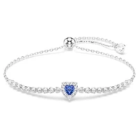 One bracelet, Mixed cuts, Heart, Blue, Rhodium plated by SWAROVSKI
