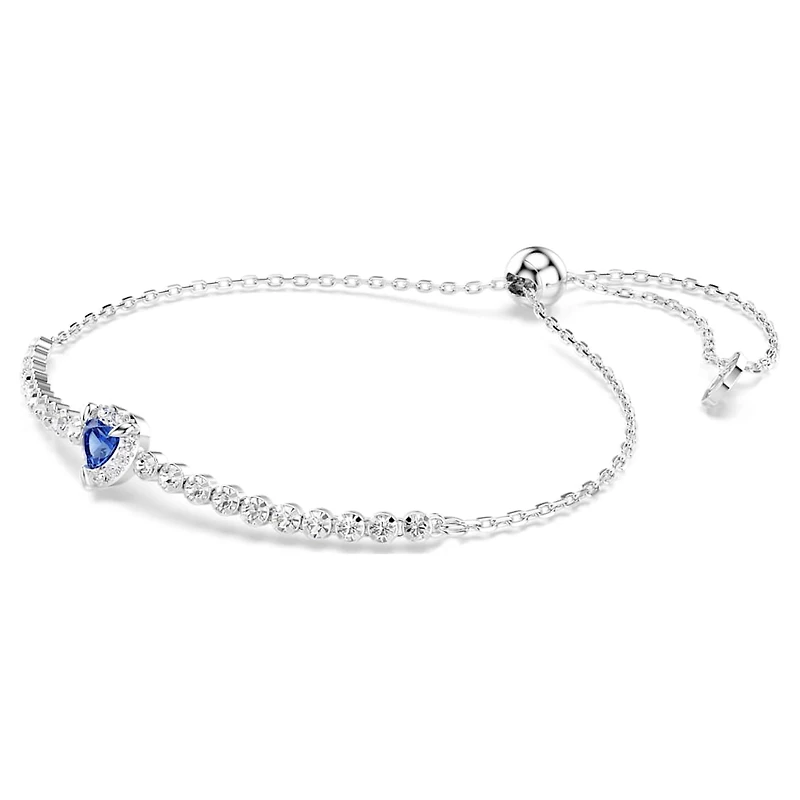 One bracelet, Mixed cuts, Heart, Blue, Rhodium plated by SWAROVSKI
