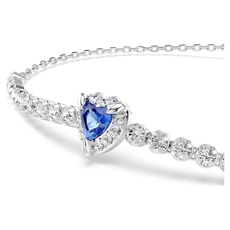 One bracelet, Mixed cuts, Heart, Blue, Rhodium plated by SWAROVSKI