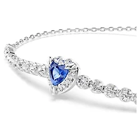 One bracelet, Mixed cuts, Heart, Blue, Rhodium plated by SWAROVSKI