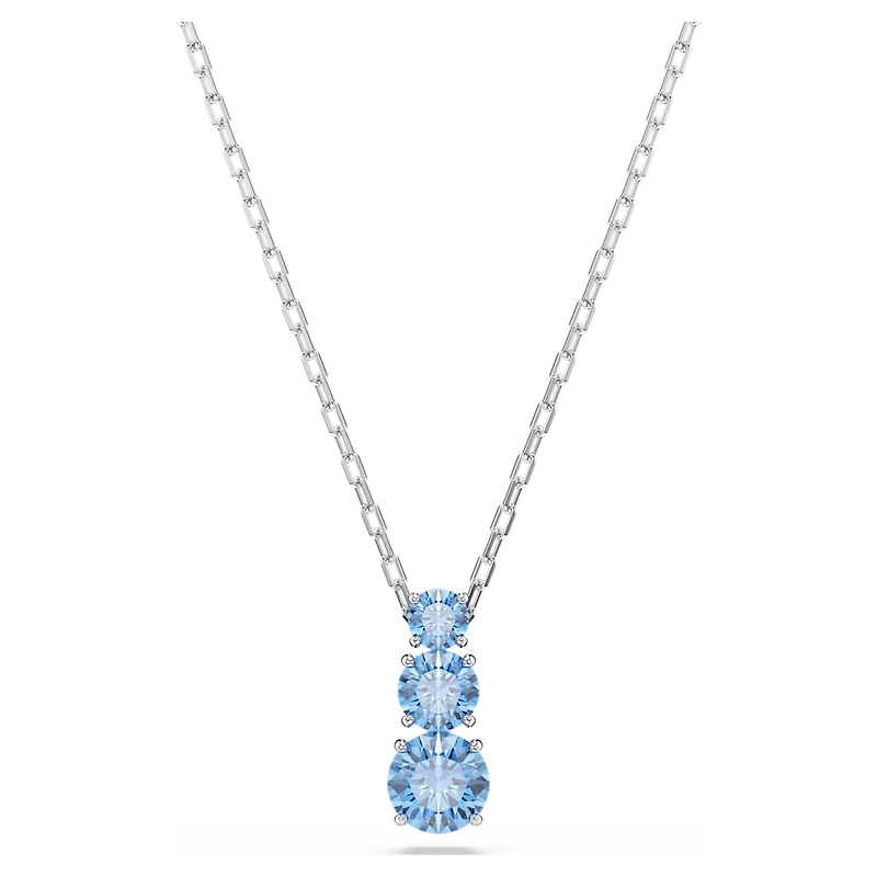 Stilla Attract pendant, Round cut, Blue, Rhodium plated by SWAROVSKI