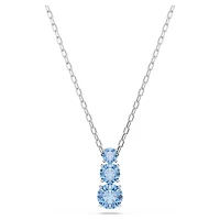 Stilla Attract pendant, Round cut, Blue, Rhodium plated by SWAROVSKI