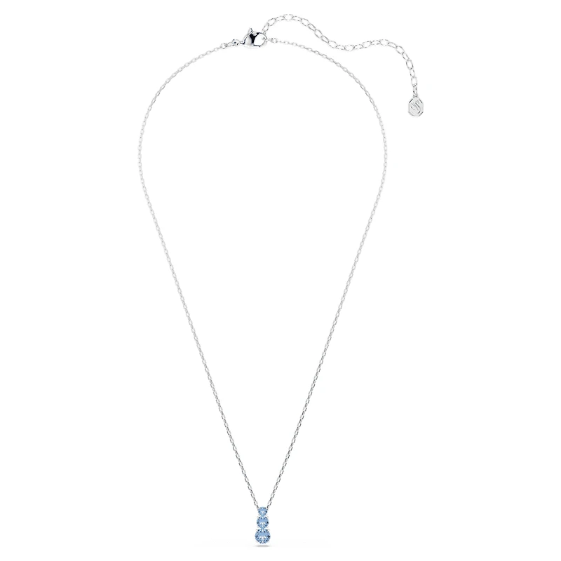 Stilla Attract pendant, Round cut, Blue, Rhodium plated by SWAROVSKI