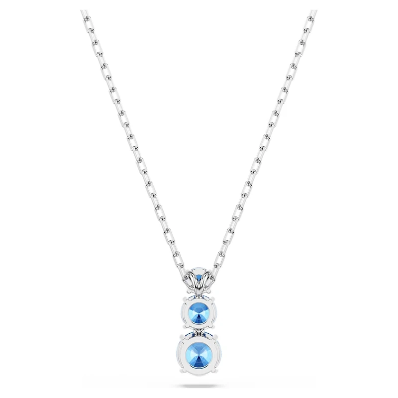 Stilla Attract pendant, Round cut, Blue, Rhodium plated by SWAROVSKI
