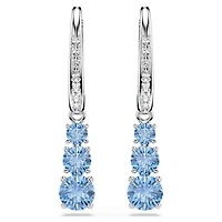 Stilla Attract hoop earrings, Round cut, Pavé, Blue, Rhodium plated by SWAROVSKI
