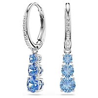 Stilla Attract hoop earrings, Round cut, Pavé, Blue, Rhodium plated by SWAROVSKI