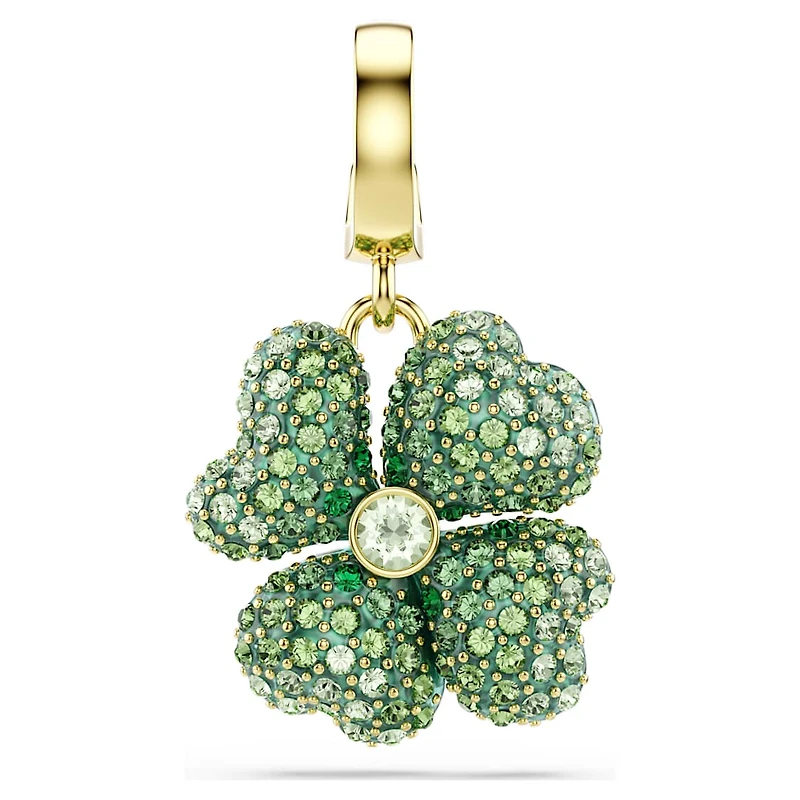 Idyllia charm, Clover, Green, Gold-tone plated by SWAROVSKI