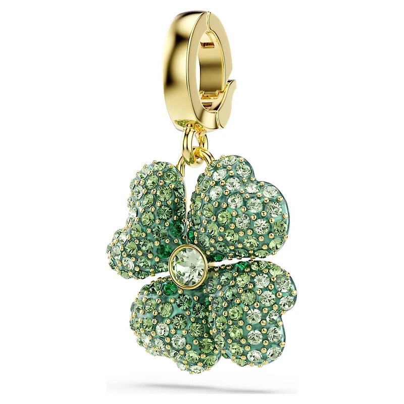 Idyllia charm, Clover, Green, Gold-tone plated by SWAROVSKI