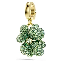 Idyllia charm, Clover, Green, Gold-tone plated by SWAROVSKI