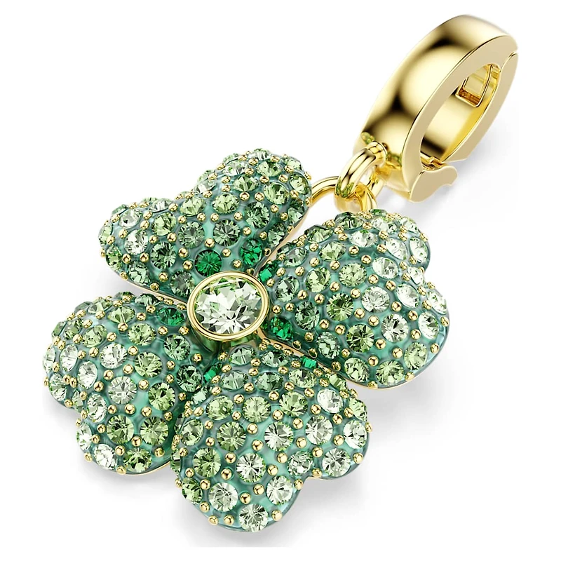 Idyllia charm, Clover, Green, Gold-tone plated by SWAROVSKI