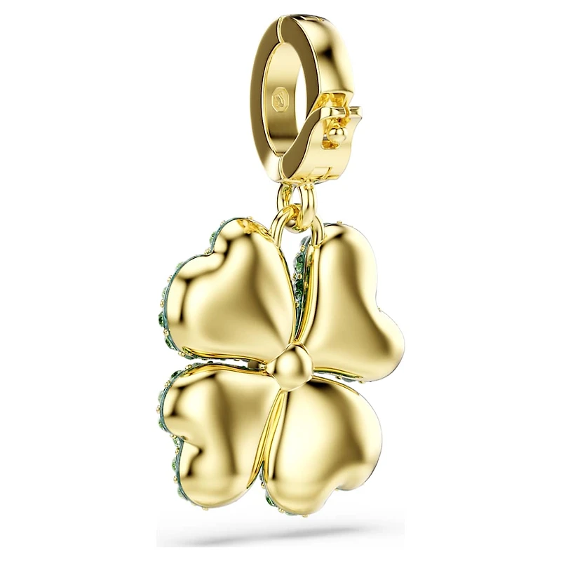 Idyllia charm, Clover, Green, Gold-tone plated by SWAROVSKI