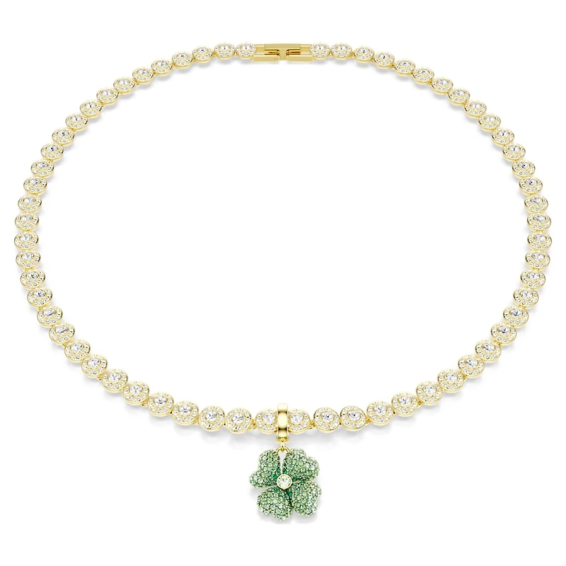 Idyllia charm, Clover, Green, Gold-tone plated by SWAROVSKI