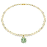 Idyllia charm, Clover, Green, Gold-tone plated by SWAROVSKI