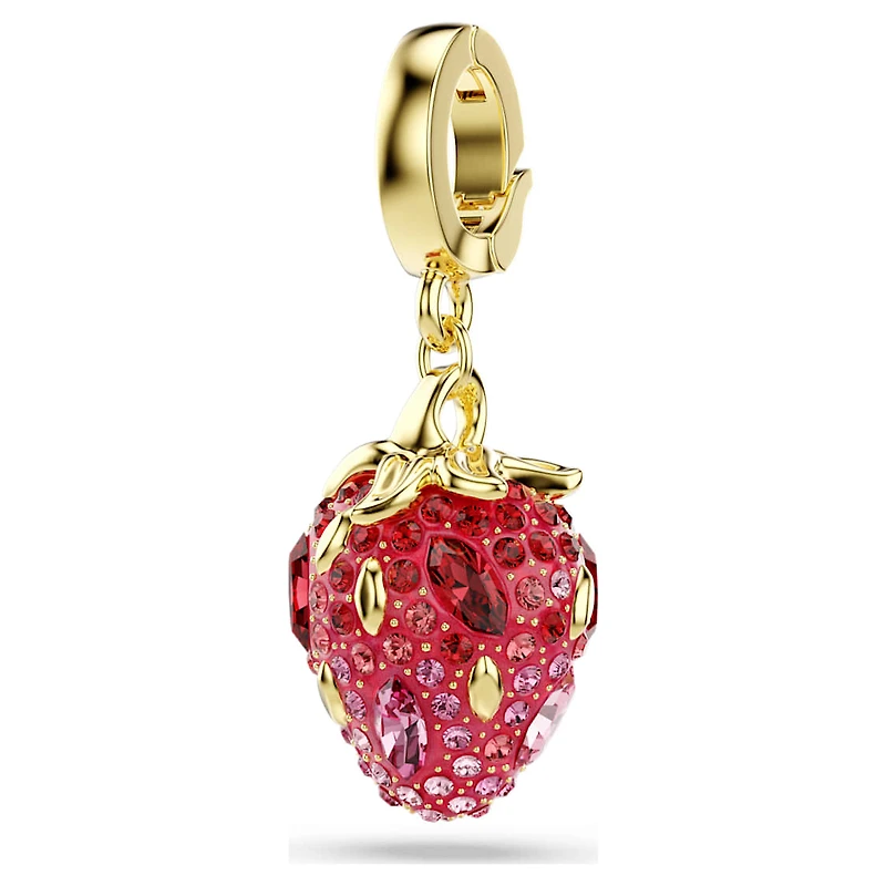 Idyllia charm, Mixed cuts, Strawberry, Red, Gold-tone plated by SWAROVSKI