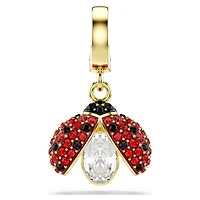 Idyllia charm, Mixed cuts, Ladybird, Red, Gold-tone plated by SWAROVSKI