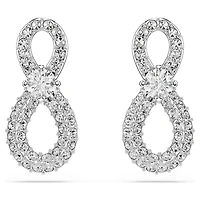 Hyperbola stud earrings, Round cut, Pavé, Infinity, White, Rhodium plated by SWAROVSKI