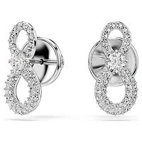 Hyperbola stud earrings, Round cut, Pavé, Infinity, White, Rhodium plated by SWAROVSKI