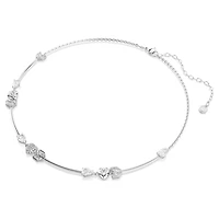 Idyllia necklace, Heart with arrow, White, Rhodium plated by SWAROVSKI