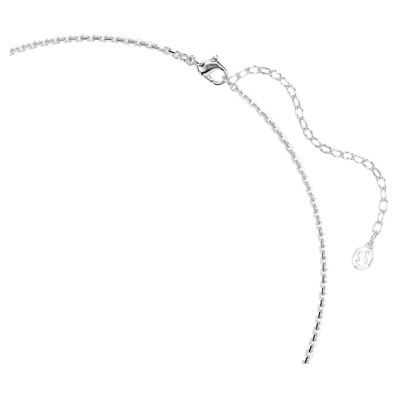 Idyllia necklace, Heart with arrow, White, Rhodium plated by SWAROVSKI