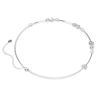 Idyllia necklace, Heart with arrow, White, Rhodium plated by SWAROVSKI