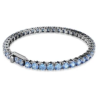 Matrix Tennis bracelet, Round cut, Blue, Ruthenium plated by SWAROVSKI