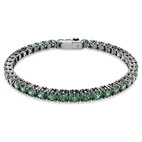 Matrix Tennis bracelet, Round cut, Green, Ruthenium plated by SWAROVSKI