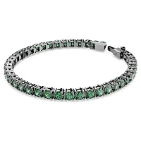 Matrix Tennis bracelet, Round cut, Green, Ruthenium plated by SWAROVSKI