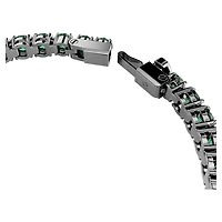 Matrix Tennis bracelet, Round cut, Green, Ruthenium plated by SWAROVSKI
