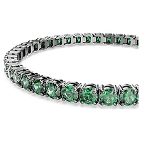 Matrix Tennis bracelet, Round cut, Green, Ruthenium plated by SWAROVSKI