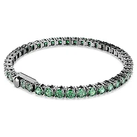 Matrix Tennis bracelet, Round cut, Green, Ruthenium plated by SWAROVSKI