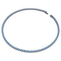 Matrix Tennis necklace, Round cut, Blue, Ruthenium plated by SWAROVSKI