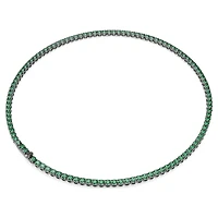 Matrix Tennis necklace, Round cut, Green, Ruthenium plated by SWAROVSKI