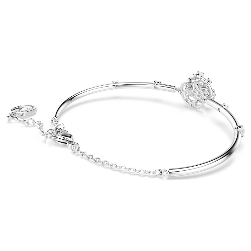 Constella bangle, Round cut, Dancing stone, White, Rhodium plated by SWAROVSKI