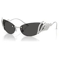 Sunglasses, Cat-Eye shape, Swan, Silver Tone by SWAROVSKI