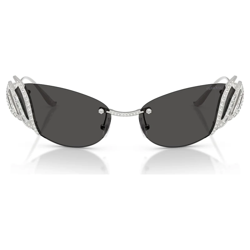 Sunglasses, Cat-Eye shape, Swan, Silver Tone by SWAROVSKI