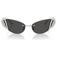 Sunglasses, Cat-Eye shape, Swan, Silver Tone by SWAROVSKI