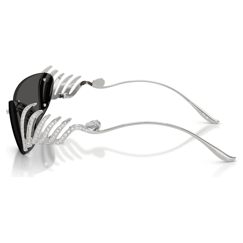 Sunglasses, Cat-eye shape, Swan, Silver tone by SWAROVSKI