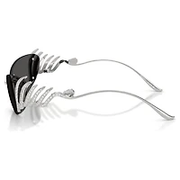 Sunglasses, Cat-eye shape, Swan, Silver tone by SWAROVSKI