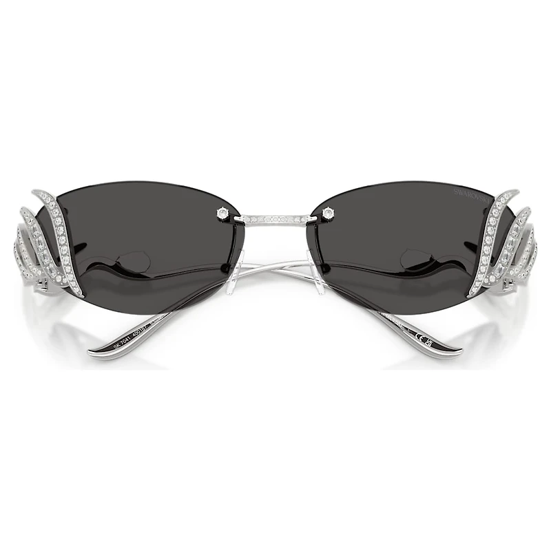 Sunglasses, Cat-Eye shape, Swan, Silver Tone by SWAROVSKI