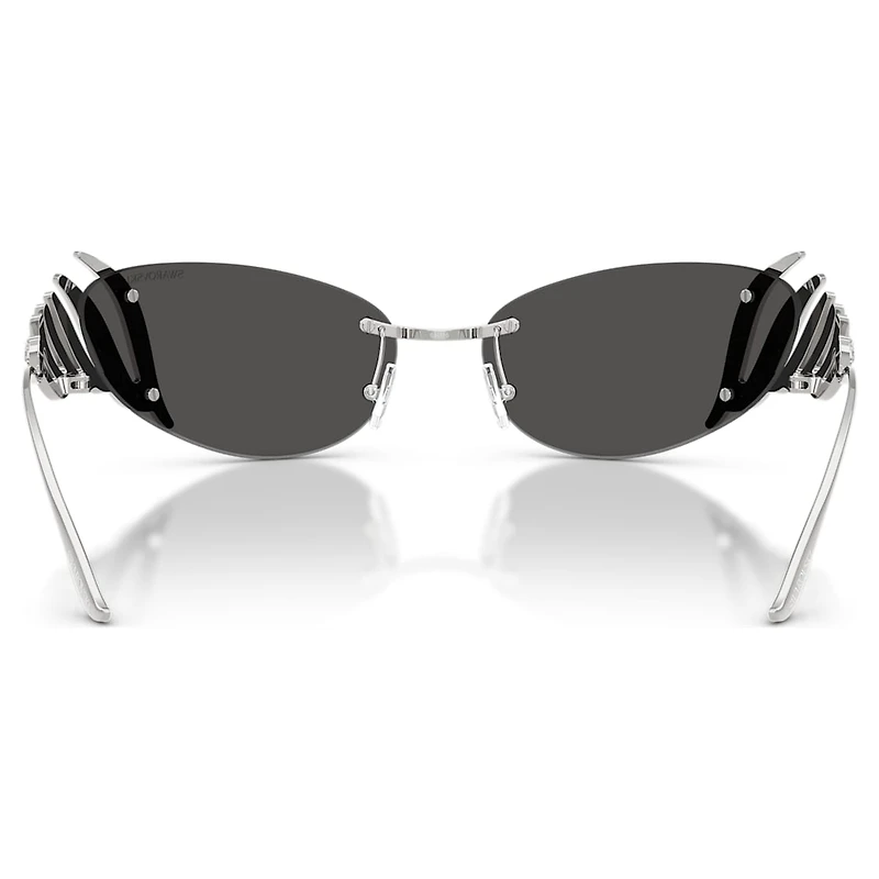 Sunglasses, Cat-eye shape, Swan, Silver tone by SWAROVSKI