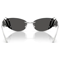 Sunglasses, Cat-eye shape, Swan, Silver tone by SWAROVSKI