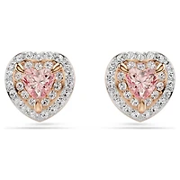 One stud earrings, Heart cut, Pavé, Heart, Pink, Mixed metal finish by SWAROVSKI