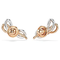 Lifelong stud earrings, Pavé, Bow, White, Mixed metal finish by SWAROVSKI